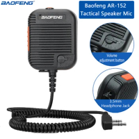 BaoFeng AR-152 Tactical Speaker Mic Microphone Volume Adjustable For Baofeng AR-152 UV-5R UV-82 UV-S9 Plus Walkie Talkie