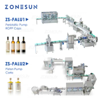 ZONESUN ZS-FALU1 Custom Production Line Bottle Liquid Olive Oil Paste Filling Ropp Cork Capping Bottle Labeling Machine