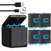 1850mAh For GoPro Hero 10 9 3 Ways LED Light Battery Charger Battery Storage Box For GoPro Hero 9 Black