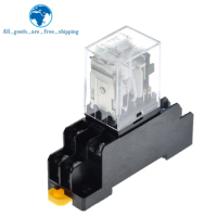 TZT 12V 24V DC 110V 220V AC Coil Power Relay LY2NJ DPDT 8 Pin HH62P JQX-13F With Socket Base OK