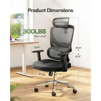 Marsail Ergonomic Office Chair Desk Chair: Ergonomic gaming chair with adjustable lumbar support, black