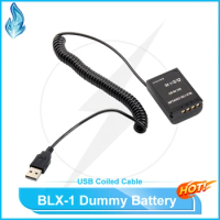 BLX-1 BLX 1 DC Coupler BLX1 Dummy Battery USB Voltage Regulation Coiled Wire Spring Cable for Olympus OM1 OM-1 Micro SLR Camera