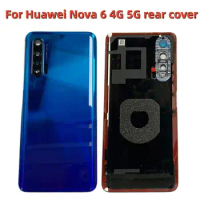 Original Housing For Huawei Nova 6 4G 5G Battery Back Cover Glass Rear Door Case With Camera Lens Replace