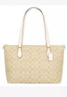 Coach Gallery Tote Bag In Signature Canvas - Light Khaki/White