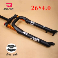 Bolany 26*4.0 Fat Bicycle Fork Air Suspension Snow Bike Fork 135mm Quick Release MTB Forks 120mm Travel Fit Disc Brake