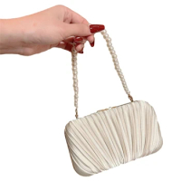 Pleated Purse Graceful Pleated Purse Fashionable Handbag Tote Square Bag Dinner Bag Perfect for Evening Parties &amp; Gatherings