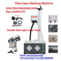 RAYCUS-Machine marquage lase à fibre JPT M7 MOPA, gravure lase sur métal, double lumière rouge, tête lase et axe rotati