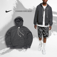 Nike 長袖外套 Standard Issue Jacket 男款 黑灰 連帽上衣 內刷毛 寬鬆 CK6806-070