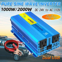 2000W Pure Sine Wave Inverter DC12V To AC110V Voltage Converter Solar Off Grid Car Power Inverters LED Display