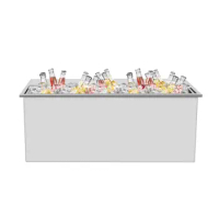 304 Stainless Steel Rectangle 104L Ice Chest Drop-in Freezer Double-walled Design Built-in Thickened Foam for Iced Drinks, Beers