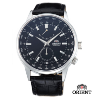 ORIENT 東方錶 WORLD TIME系列 世界時間機械錶-黑色/43.5m