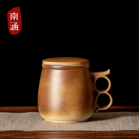 仿柴燒陶瓷馬克杯茶水分離帶蓋過濾泡茶杯辦公室個人專用杯子定制