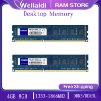 Desktop Memory DDR3 DDR3L, 4GB, 8GB, 1600MHz, 1333MHz, PC3-12800U, PC3-10600, DIMM, 1.5 V, 1.35 V, 2RX8, no ECC, blue