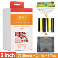 3 Inch Paper Ink Compatible for Canon Selphy CP1500 CP1300 CP1200 CP910 CP900 Color Photo Printer with 3 inch Postcard Size Tray