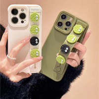【JC Collection】餅乾造型可愛手腕帶手機背蓋適用於IPhone13&amp;14&amp;13pro&amp;14pro(米白色、綠色)