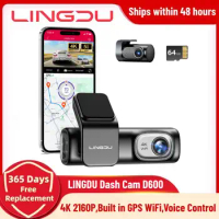 LINGDU D600 Dash Cam 4K 2160P UHD Car DVR Built in GPS WiFi Voice Control Dash Car Camera 24H Parking Monitor Night Vision داش ك