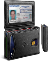 Bulliant men wallet slim leather wallet front pocket card holder gift for men 11 slots RFID blocking