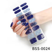 20 Tips UV Gel Nail Semi-cured Nail Stickers Adhesive Waterproof Long Lasting Full Cover Gel Nail Stcikers UV Lamp Need