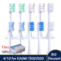 4Pcs Set For Xiaomi Mijia T300/T500 Replacement Brush Heads Electric Toothbrush Heads Protect Soft DuPont Nozzles Floss Gifts