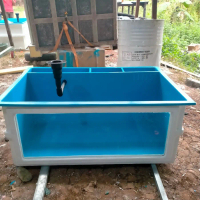 KOLAM IKAN FIBER GLASS 200*100*50 cm COMBINASI KACA +FILTER BELAKANG