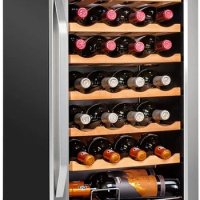 28 Bottle Compressor Wine Cooler Refrigerator w/Lock Large Freestanding Wine Cellar For Red White Champagne