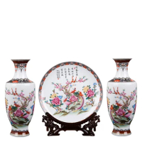 Auspicious Phoenix Vase Jingdezhen Ceramic Three Piece Vase Home Decoration TV Cabinet Chinese Porcelain Vase Living Room