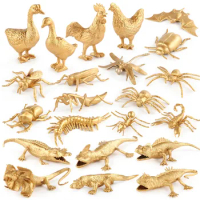 PVC Golden Animal Figures Simulation Model Set Insects Reptiles Lizard Scorpions Ant Centipede Educational Toy Gift for Children
