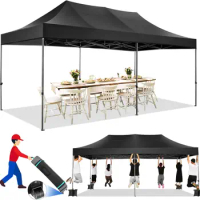 10x20 Heavy Duty Pop up Canopy Tent, Easy Set-up Commercial Tent, Waterproof Outdoor Party Wedding Canopy 3 heigh Adjustable