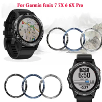 For Garmin Fenix 7X 7 6 6X Pro Sapphire Watch Bezel Ring Stainless Steel Engraved Time Unit Adhesive Scratch Resistant Case
