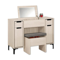 【PB FURNITURE 堡美家具】Quinti現代簡約3.3尺掀鏡化妝台(含椅/附活動隔板2片/化妝桌/梳妝台/收納櫃/桌子)