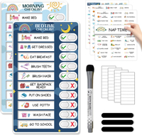 2 in 1 Bedtime/Morning Routine Chart for Kids Toddlers Magnetic Chore Chart for Kids Cute Visual Sch