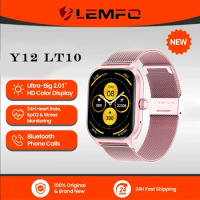2024 LEMFO Y12 LT10 Smartwatch Men 2.01'' Inch Color Screen Bluetooth Call Blood Oxygen/Pressure Monitoring Smart Watch Women
