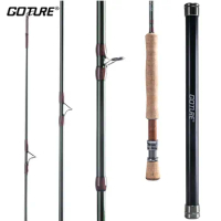 Goture Dark Green 2.7M/9FT Fly Fishing Rod 30T+36T Carbon Fiber #4-#8 Cork Handle Fast Action Fly Rod With Carbon Tube Tackle