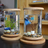 迷你小魚缸創意鬥魚專用缸小型造景生態瓶家用客廳辦公室圓型魚缸