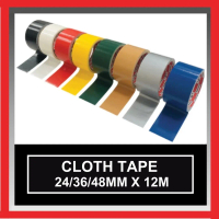 M-ONE (CARTON) Cloth Tape / Binding Tape 24mm / 36mm / 48mm x 12M Hitam/Putih/Merah/Kuning/Hijau/Bei