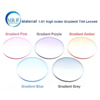 1.61 High Index MR-8 Super-Tough Gradient Tint HMC EMI Asphere Anti UV Myopia Hyperopia Prescription Lenses