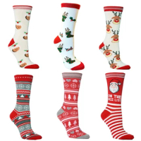2023 Women's Christmas Socks Fun Christmas Santa Claus Tree Snowflake Elk Cotton Crew Happy Socks New Year Fun Soken