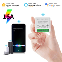 For Apple Home Smart WiFi Switch 16A 2 Way Control Switches Homekit Mini Smart Relay Breaker Switch Control Siri Voice Control