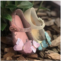 New Girls Baby Ins Children's Summer Dance Shoes Kindergarten Middle Kids Jelly Shoes Princess Fish Mouth Bow Beach Shoes