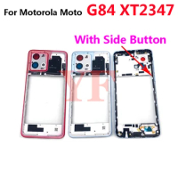 Best Quality For Motorola Moto G84 With Side Button Front Housing Middle Frame Bezel Plate Cover Housing Bezel Repair Parts