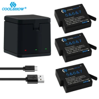 Coolshow For Gopro Hero 5 Black Battery Charger 1500mah For Hero 8 Hero 7 Hero 6 Hero 5 Batteries Camera Accesorios