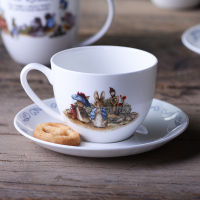 Quality Cartoon Rabbit England Style 2pcsset Bone China Coffee Tea Cup Saucer Set 250ML ceramic drinkware Home Kitchen Gift