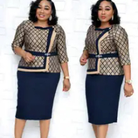 HGTE Afrika Gaun untuk Wanita Dashiki Bazin Riche Wanita Afrika Pakaian Musim Gugur Kantor Dress Bangunan Bodycon Elegan Midi Vestid