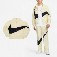 Nike 外套 Swoosh 男款 黃 黑 防潑水 大勾 風衣外套 立領 寬鬆 FB7878-113
