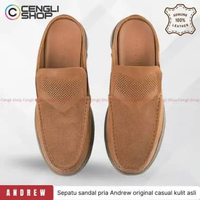 SEPATU SANDAL ANDREW PRIA ORIGINAL CASUAL KULIT ASLI COKLAT ANMB7 EU ​- 41