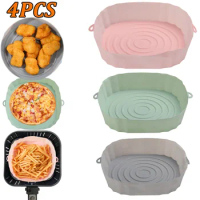 New Air Fryer Oven Baking Tray Silicone Tray Fried Chicken Pizza Mat Oilless Silicone Pan Air Fryer Accessories