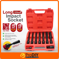 5 / 9 pcs 128mm Long Hex Impact Socket Set 1/2 inch 8-14mm / 8-19mm Tools Hard Case 360 Universal Jo