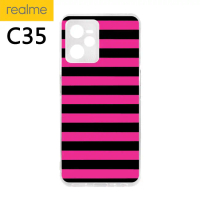Casing Custom Realme C35 Softcase Clear Case Motif BlackPink Stripes