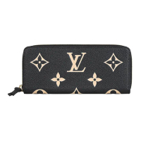 【Louis Vuitton 路易威登】LV M82338 Cl☆mence印花LOGO Monogram Empreinte牛皮8卡拉鍊長夾(黑x米白)