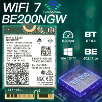 อะแดปเตอร์การ์ดเครือข่ายไร้สาย, Wifi 7 Intel BE200, Bluetooth 5.4, Tri Band 2.4G และ 5G, 6GHz และ 5.